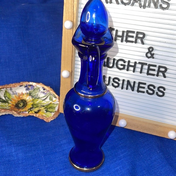 AVON COBALT BLUE Glass Perfume Bottle Cruet with Stopper. - Picture 3 of 6